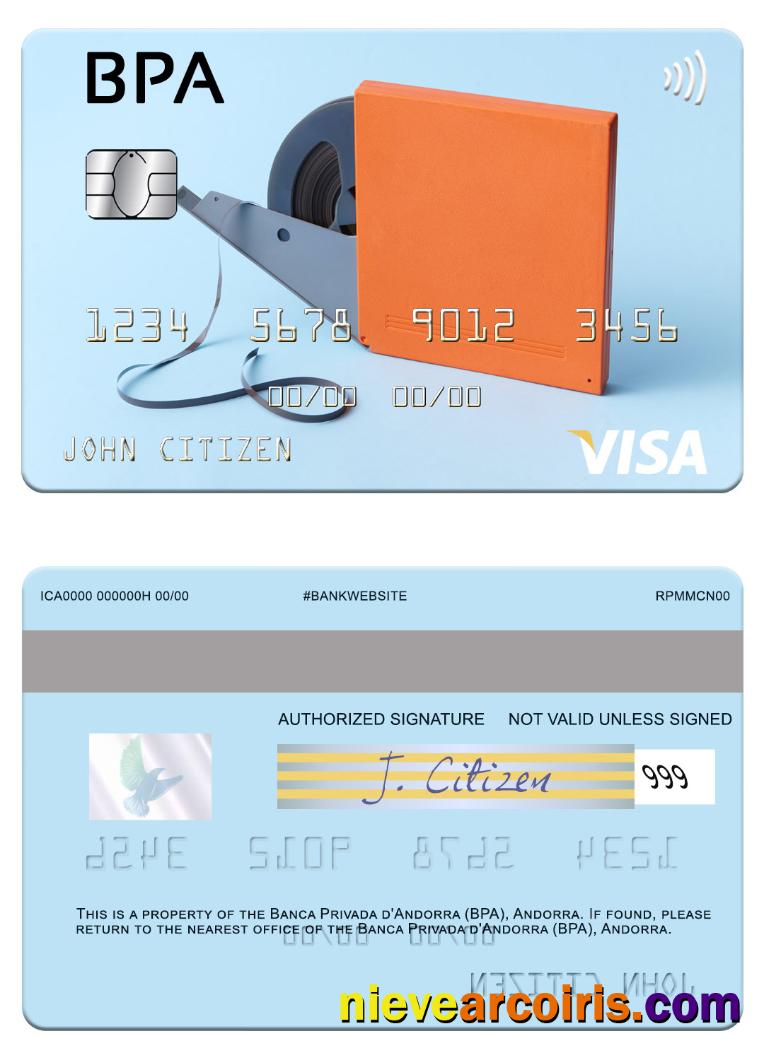 Andorra Banca Privada d'Andorra (BPA) visa card